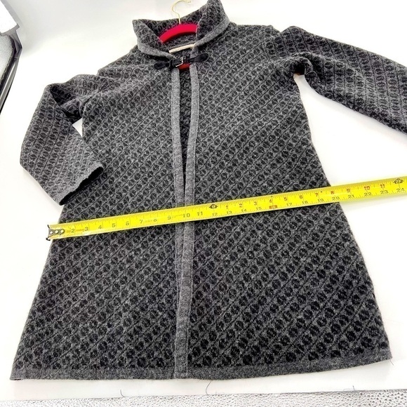 Chiaramente Long Cardigan Sweater Open Front Wool Blend Black Italy size S - Picture 10 of 17